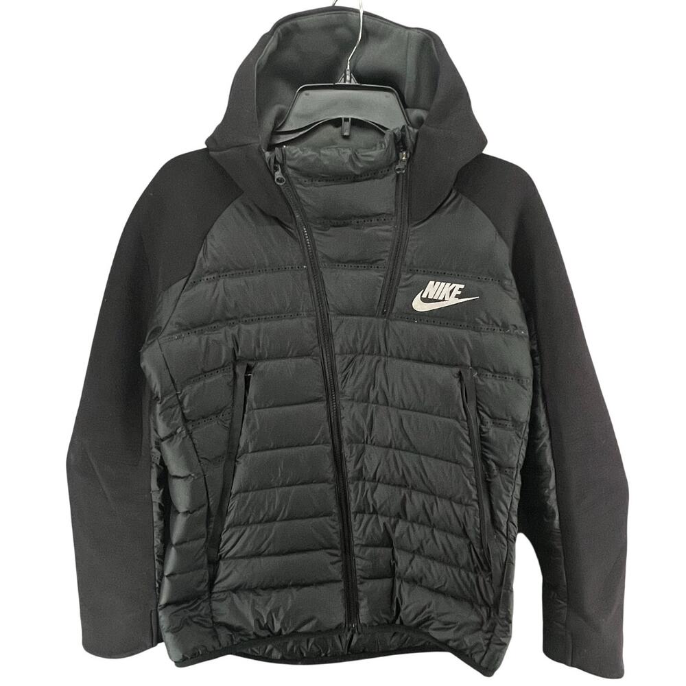 NIKE TECH Fleece Aeroloft
Down Jacket Boys XL Black Pockets Full Zip Outdoors.
